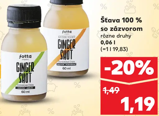 Fotta organic zázvorová šťava Ginger Shot rôzne druhy