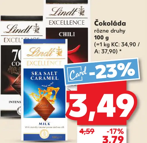 Lindt Excellence čokoláda rôzne druhy