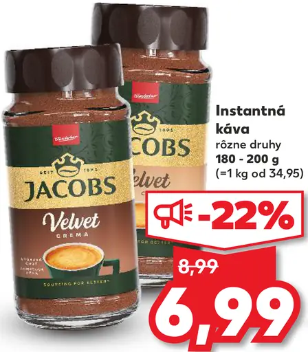 Jacobs Velvet instantná káva rôzne druhy