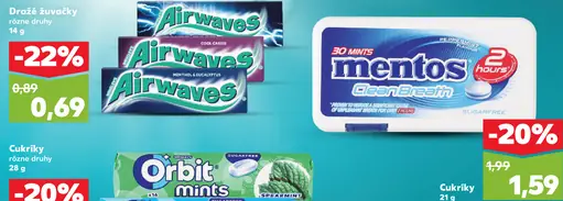 Airwaves dražé žuvačky rôzne druhy