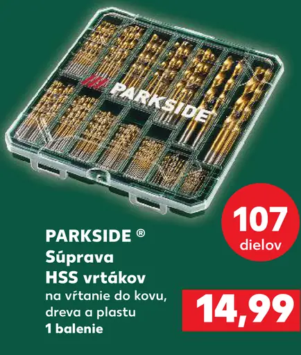 Parkside súprava HSS vrtákov na vŕtanie do kovu, dreva a plastu