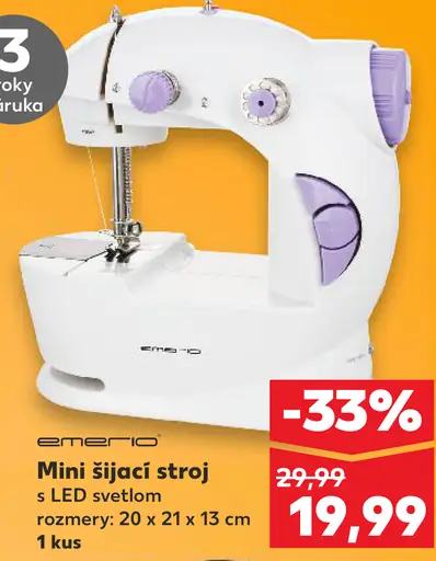 Emerio mini šijací stroj s LED svetlom