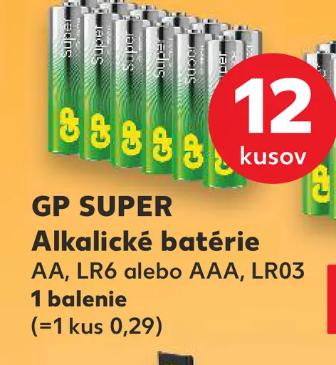GP Alkalické batérie Super AA (LR6) alebo AAA (LR03)