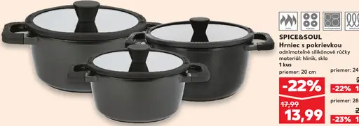 SPICE&SOUL hrniec s pokrievkou liatinový s odnímateľnými silikónovými rúčkami