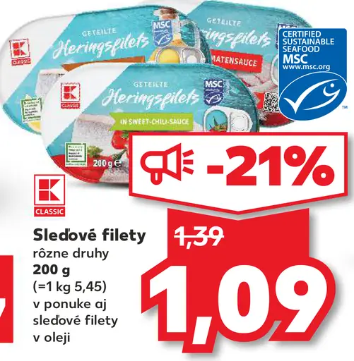 K-Classic Sledové filety rôzne druhy