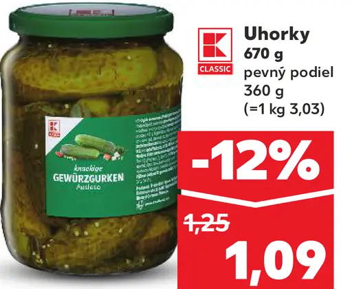 K-Classic uhorky v náleve pevný podiel