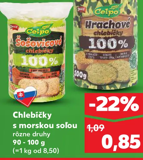 Celpo hrachové chlebíčky 100 %