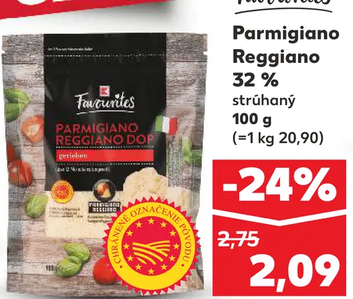 Favorit Parmigiano Reggiano 32 % strúhaný
