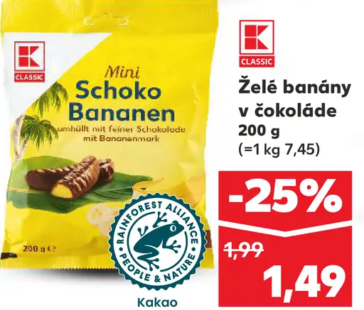 K-Classic Mini Schoko Bananen želé banány v čokoláde