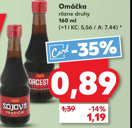 Omáčka sójová / Worcestrová rôzne druhy