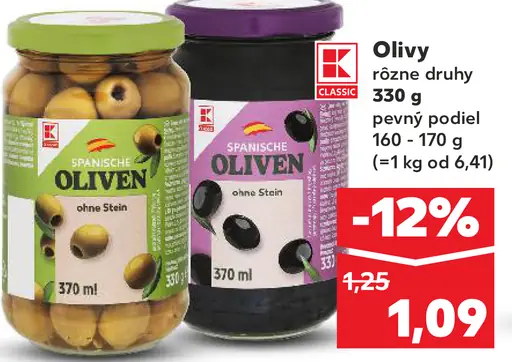 K-Classic Španielske olivy zelené bez kôstok rôzne druhy