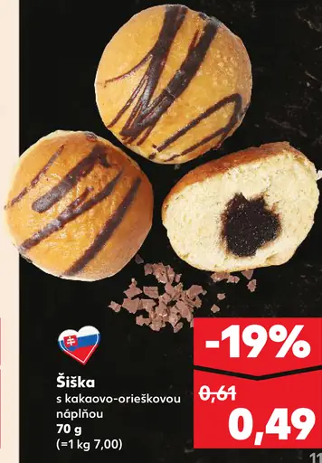 Šiška s kakaovo-orieškovou náplňou