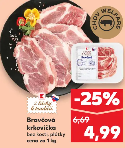 Bravčová krkovička bez kosti, plátky