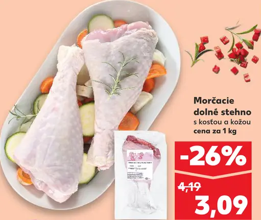 Morčacie dolné stehno s kosťou a kožou