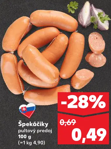 Špekačky pultový predaj