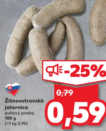 Žitnoostrovská jaternica pultový predaj