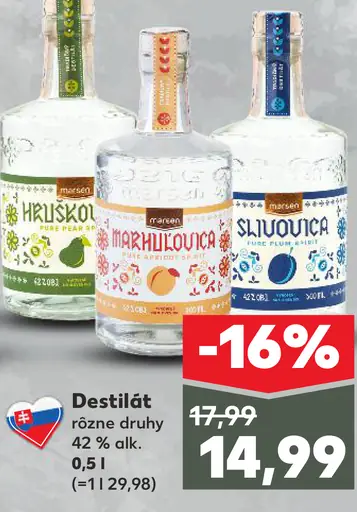 Destilát hruškovica / marhuľovica / slivovica 42 %