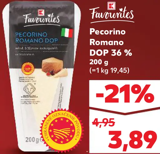 Pecorino Romano DOP 36 % syr