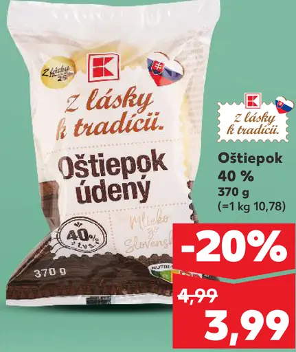 Oštiepok údený 40 % syr