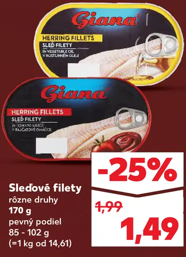 Giana Sledě filety rôzne druhy