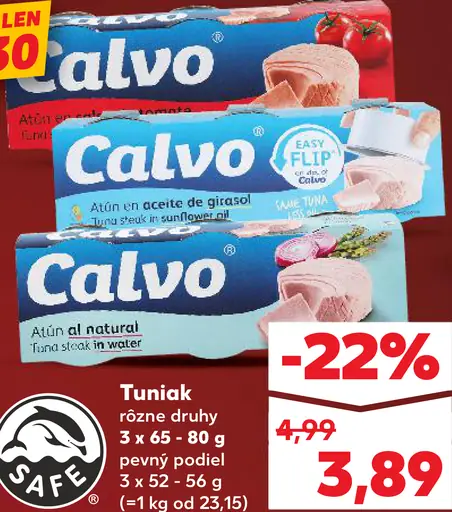 Calvo tuniak v konzerve rôzne druhy