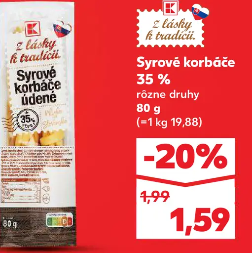 K-Classic syrové korbáčiky údené 35 %