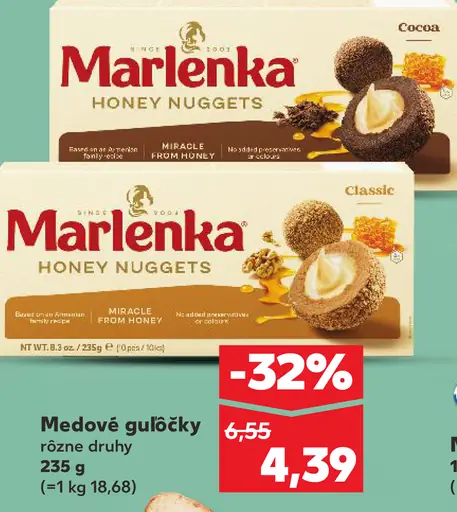 Marlenka Honey Nuggets medové guľôčky rôzne druhy