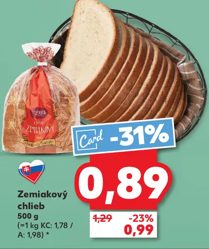 Zemiakový chlieb krájaný