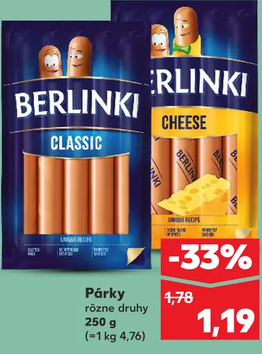 Berlinki párky rôzne druhy