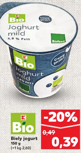 K‑Classic Bio biely jogurt jemný 3,8 % tuku