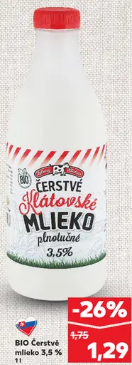 Bio čerstvé Klatovské mlieko plnotučné 3,5 %