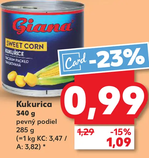 Giana kukurica sladká v náleve
