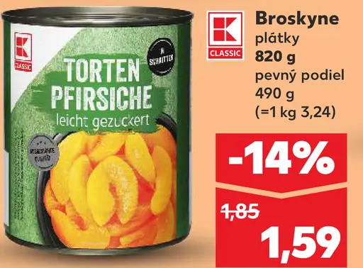 Broskyne plátky konzervované