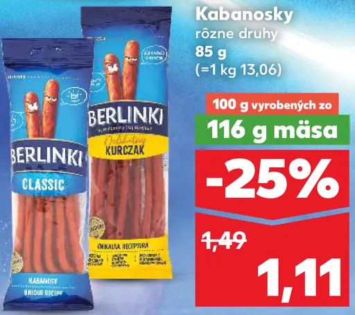 Berlinki Kabanosky rôzne druhy