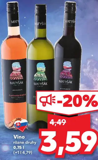 Matyšák víno rôzne druhy