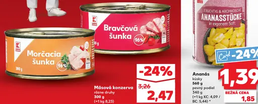 K-Classic bravčová šunka sterilizovaná konzerva