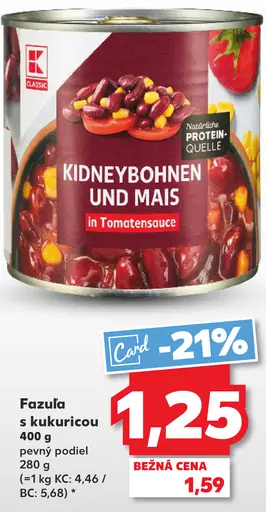 K-Classic Fazula s kukuricou v paradajkovej omáčke