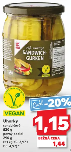 K-Classic Uhorky sendvičové sladkokyslé