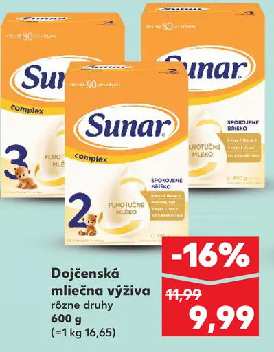 Sunar complex dojčenská mliečna výživa rôzne stupne