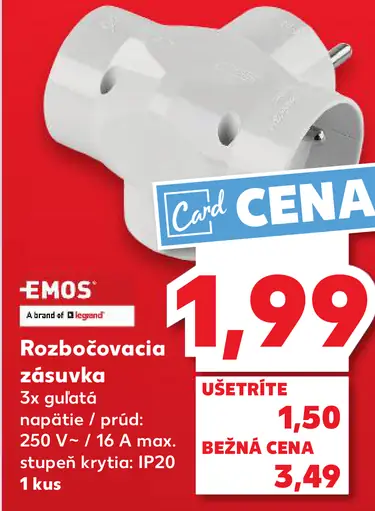 Emos rozbočovacia zásuvka 3× guľatá