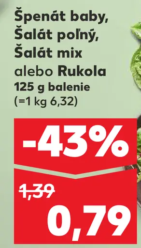 Šalát poľný, Špenát baby, Rukola alebo Šalát mix