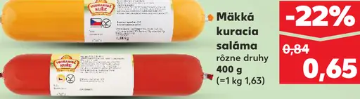 Mäkká kuracia saláma rôzne druhy