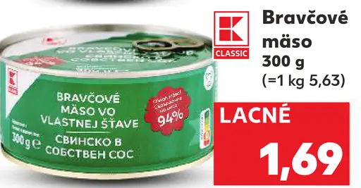 K Classic Bravčové mäso vo vlastnej šťave