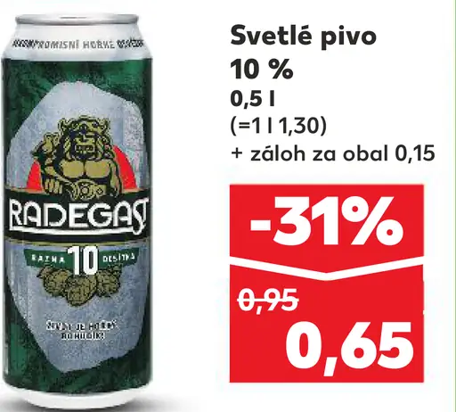 Radegast svetlé pivo 12% Ratar plechovka