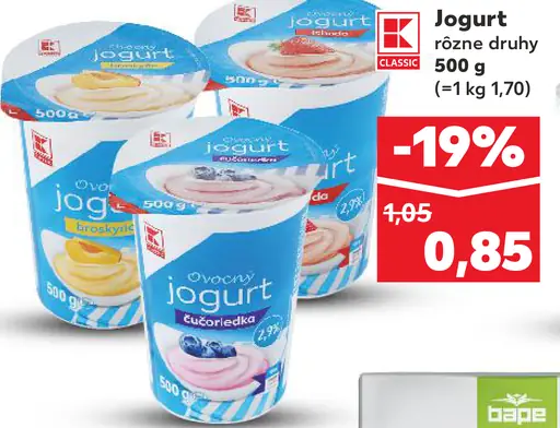 K-Classic jogurt rôzne druhy