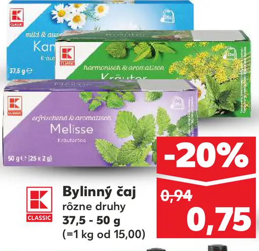 K‑Classic Bylinný čaj rôzne druhy