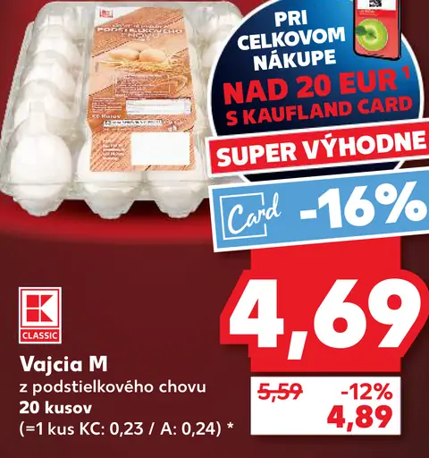 K-Classic vajcia M z podstielkového chovu 20 kusov