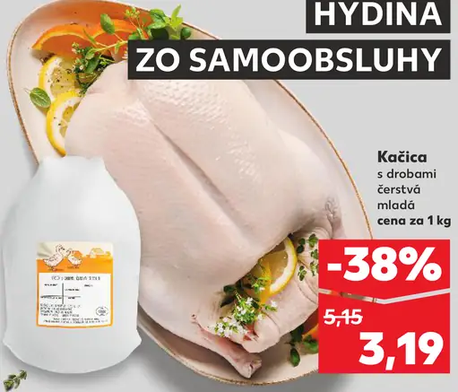 Kačica s drobami čerstvá, mladá