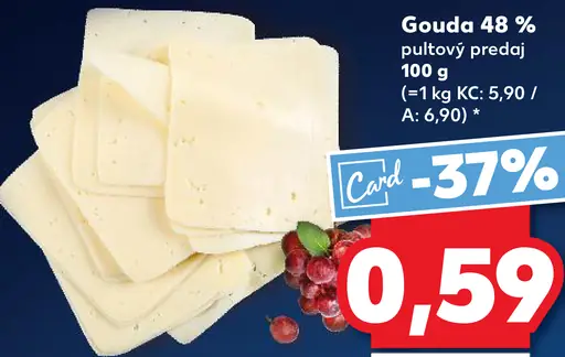 Gouda 48 % plátkový syr
