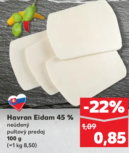 Havran Eidam 45 % neúdený syr